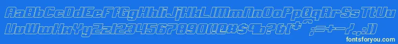 ClarkBoldItalicHollow Font – Yellow Fonts on Blue Background