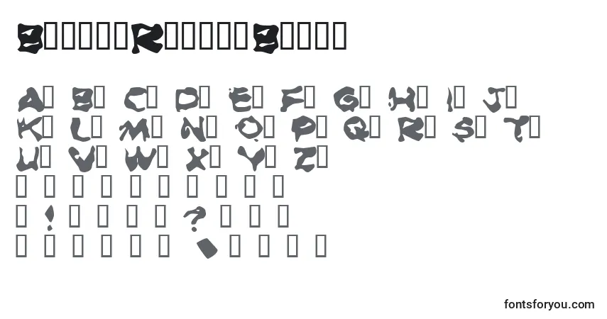 Schriftart BurnedRubberBlack – Alphabet, Zahlen, spezielle Symbole