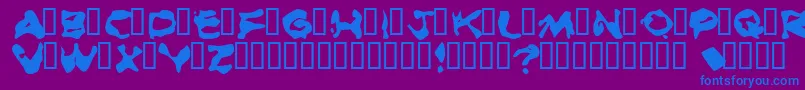 BurnedRubberBlack Font – Blue Fonts on Purple Background