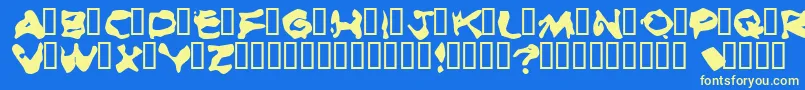 BurnedRubberBlack Font – Yellow Fonts on Blue Background