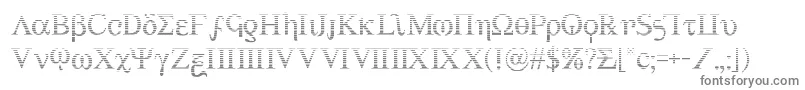 Achilles3grad-fontti – harmaat kirjasimet valkoisella taustalla