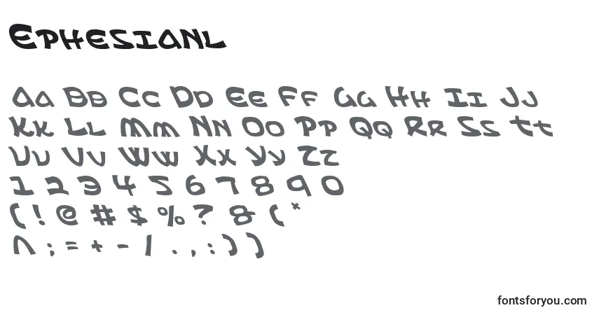 Czcionka Ephesianl – alfabet, cyfry, specjalne znaki