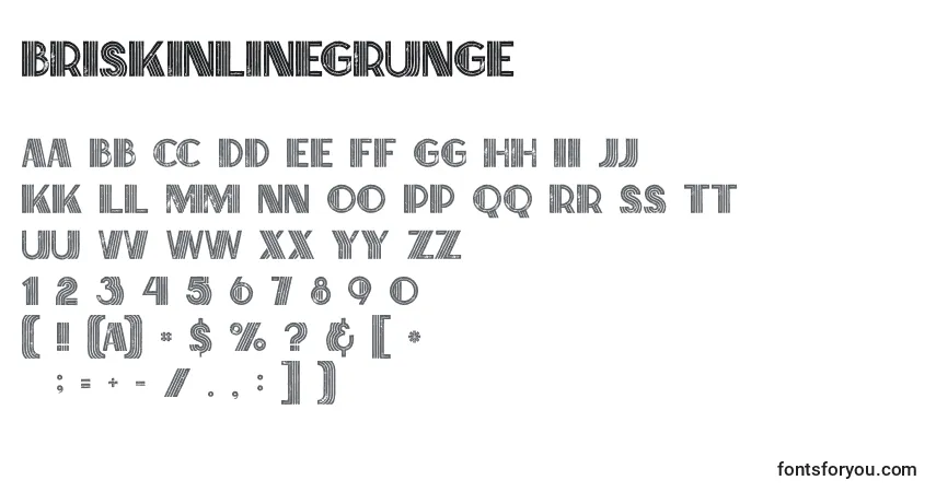 A fonte Briskinlinegrunge (55013) – alfabeto, números, caracteres especiais