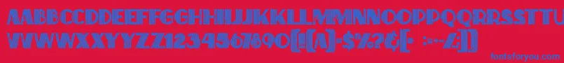 Fonte Briskinlinegrunge – fontes azuis em um fundo vermelho