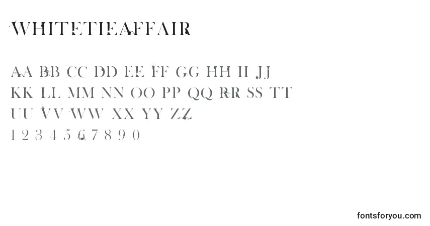 Шрифт WhiteTieAffair – алфавит, цифры, специальные символы