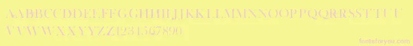 WhiteTieAffair-fontti – vaaleanpunaiset fontit keltaisella taustalla