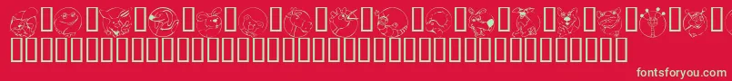 フォントKrCircleScraps – 赤い背景に緑の文字