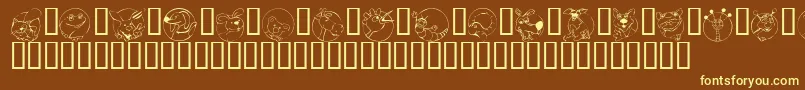 KrCircleScraps Font – Yellow Fonts on Brown Background