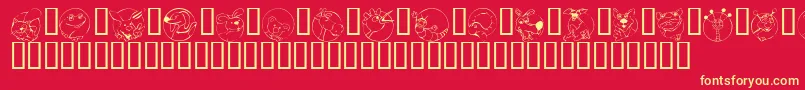 KrCircleScraps Font – Yellow Fonts on Red Background