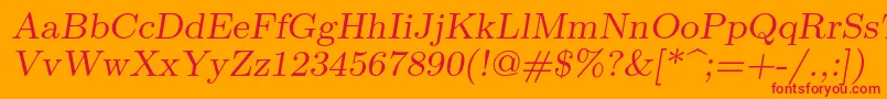 Lmromanslant8Regular Font – Red Fonts on Orange Background