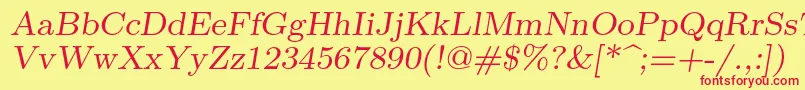 Lmromanslant8Regular Font – Red Fonts on Yellow Background