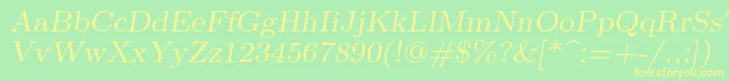 Lmromanslant8Regular-Schriftart – Gelbe Schriften auf grünem Hintergrund