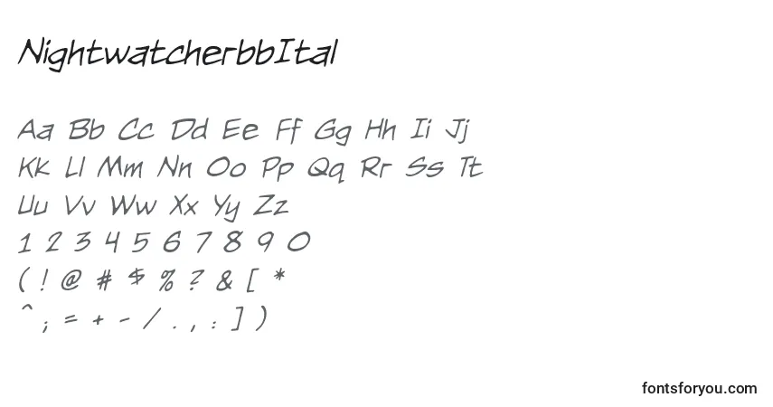 Fuente NightwatcherbbItal - alfabeto, números, caracteres especiales