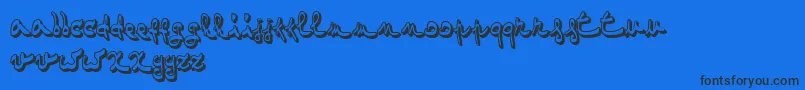 OneTwoMustardHot-Schriftart – Schwarze Schriften auf blauem Hintergrund