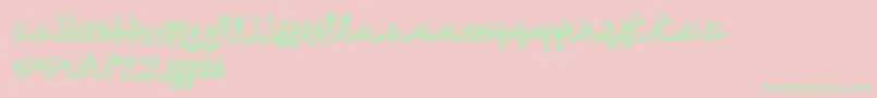 Fonte OneTwoMustardHot – fontes verdes em um fundo rosa