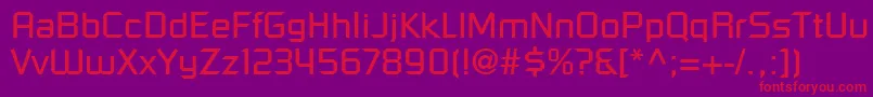 フォントShoestringSsi – 紫の背景に赤い文字