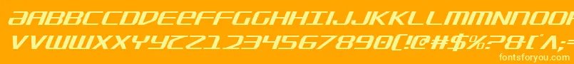SdfCondensedItalic-Schriftart – Gelbe Schriften auf orangefarbenem Hintergrund