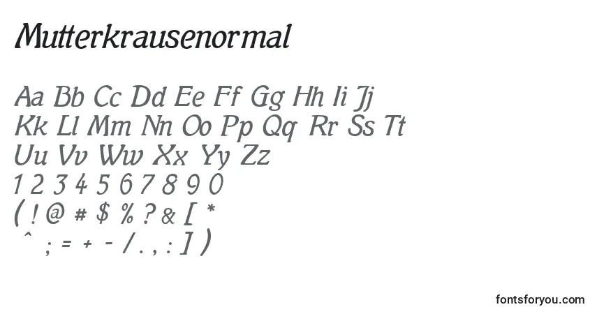 Mutterkrausenormal Font – alphabet, numbers, special characters