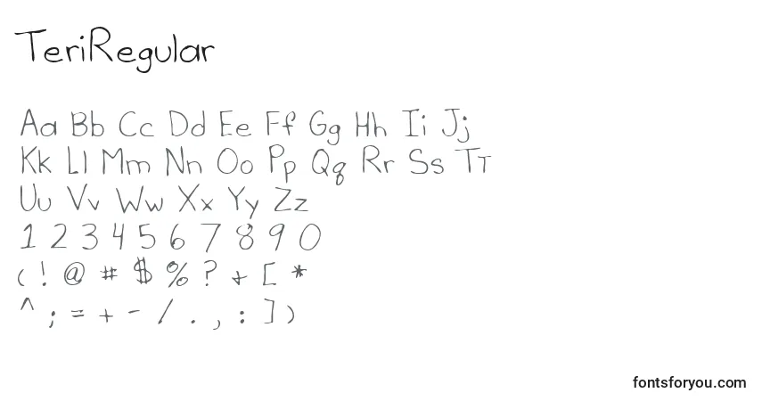 Schriftart TeriRegular – Alphabet, Zahlen, spezielle Symbole