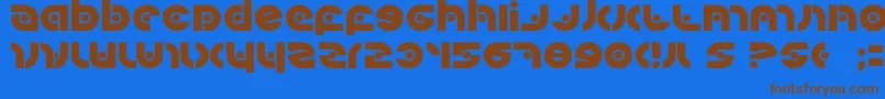 フォントKovacssp – 茶色の文字が青い背景にあります。