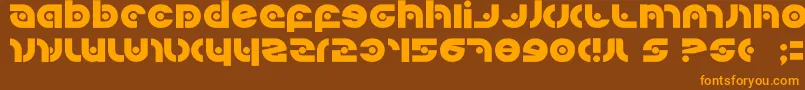 Kovacssp-Schriftart – Orangefarbene Schriften auf braunem Hintergrund