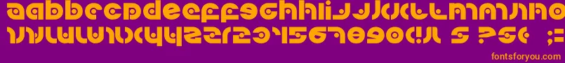 Kovacssp-Schriftart – Orangefarbene Schriften auf violettem Hintergrund