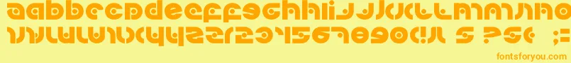 Kovacssp-Schriftart – Orangefarbene Schriften auf gelbem Hintergrund
