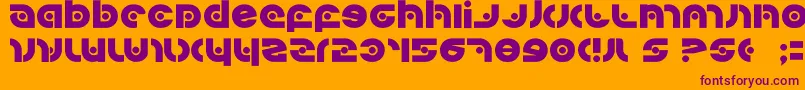 Kovacssp-Schriftart – Violette Schriften auf orangefarbenem Hintergrund
