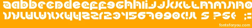Kovacssp-Schriftart – Weiße Schriften auf orangefarbenem Hintergrund