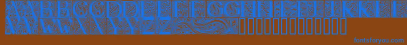 Police BehrensAntiquaInitialen – polices bleues sur fond brun