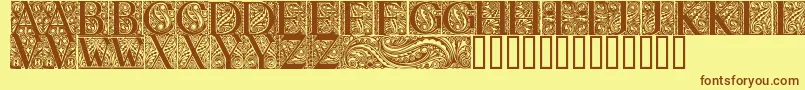 BehrensAntiquaInitialen Font – Brown Fonts on Yellow Background