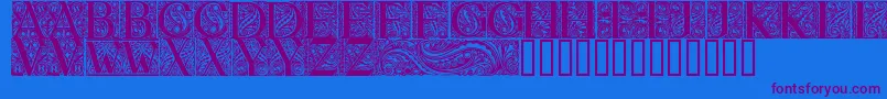 BehrensAntiquaInitialen-Schriftart – Violette Schriften auf blauem Hintergrund