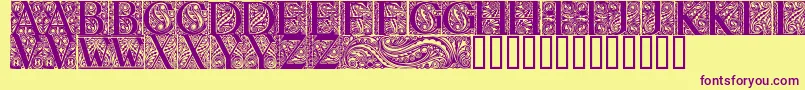 BehrensAntiquaInitialen Font – Purple Fonts on Yellow Background