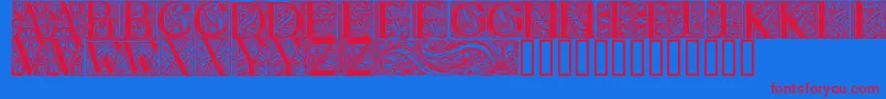 BehrensAntiquaInitialen Font – Red Fonts on Blue Background
