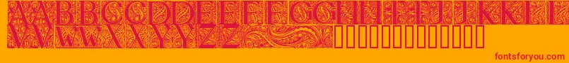 BehrensAntiquaInitialen Font – Red Fonts on Orange Background