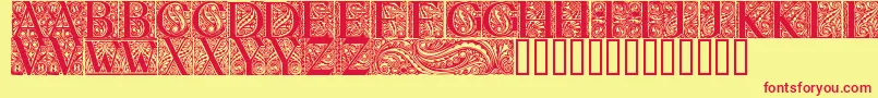 BehrensAntiquaInitialen Font – Red Fonts on Yellow Background