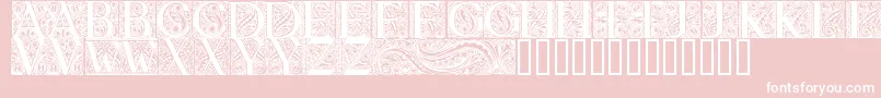 BehrensAntiquaInitialen-Schriftart – Weiße Schriften auf rosa Hintergrund