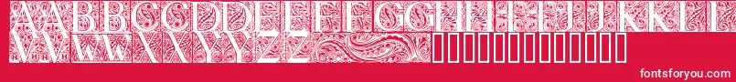 BehrensAntiquaInitialen-Schriftart – Weiße Schriften auf rotem Hintergrund