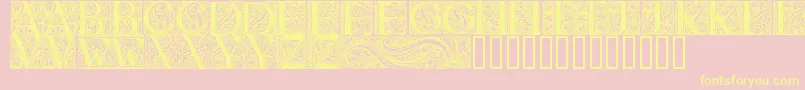 Fonte BehrensAntiquaInitialen – fontes amarelas em um fundo rosa