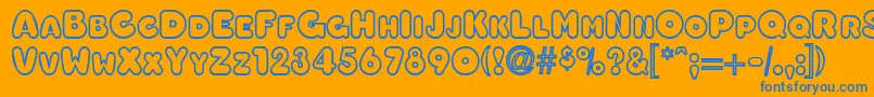 OleadaoutlinescapssskBold Font – Blue Fonts on Orange Background