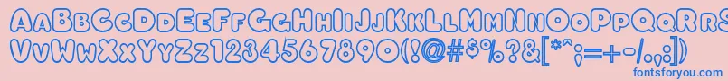 OleadaoutlinescapssskBoldフォントについての詳細 フォントOleadaoutlinescapssskBold – ピンクの背景に青い文字