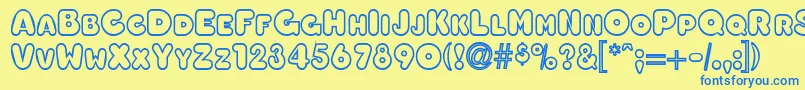 OleadaoutlinescapssskBold Font – Blue Fonts on Yellow Background