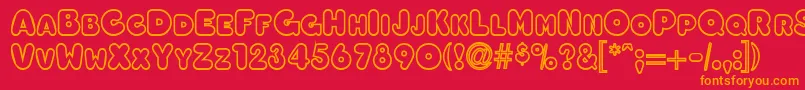 OleadaoutlinescapssskBold Font – Orange Fonts on Red Background