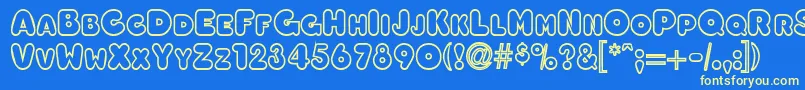 OleadaoutlinescapssskBold Font – Yellow Fonts on Blue Background