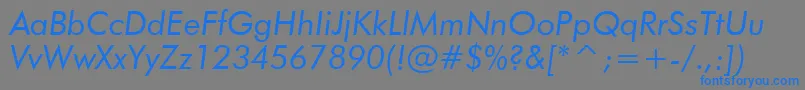 FuturaBookItalicBt-Schriftart – Blaue Schriften auf grauem Hintergrund