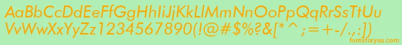 FuturaBookItalicBt Font – Orange Fonts on Green Background