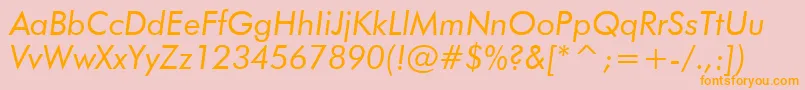 FuturaBookItalicBt-Schriftart – Orangefarbene Schriften auf rosa Hintergrund