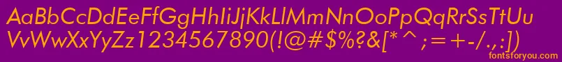 FuturaBookItalicBt-Schriftart – Orangefarbene Schriften auf violettem Hintergrund