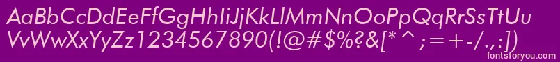 FuturaBookItalicBt-Schriftart – Rosa Schriften auf violettem Hintergrund