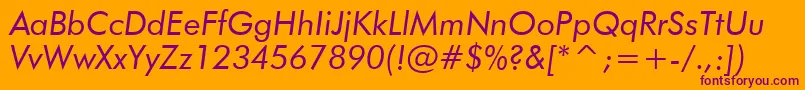 FuturaBookItalicBt Font – Purple Fonts on Orange Background